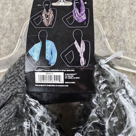 Nicole Industries Womens Infinity Scarf Gray/White Textured Acrylic - Picture 2 of 2